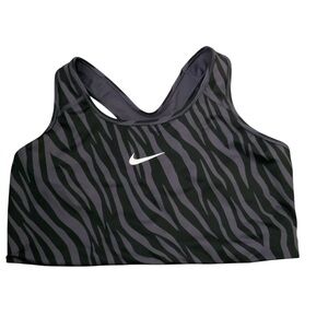 Nike Women's Zebra Pattern Sports Bra - Black and Gray SZ 1X